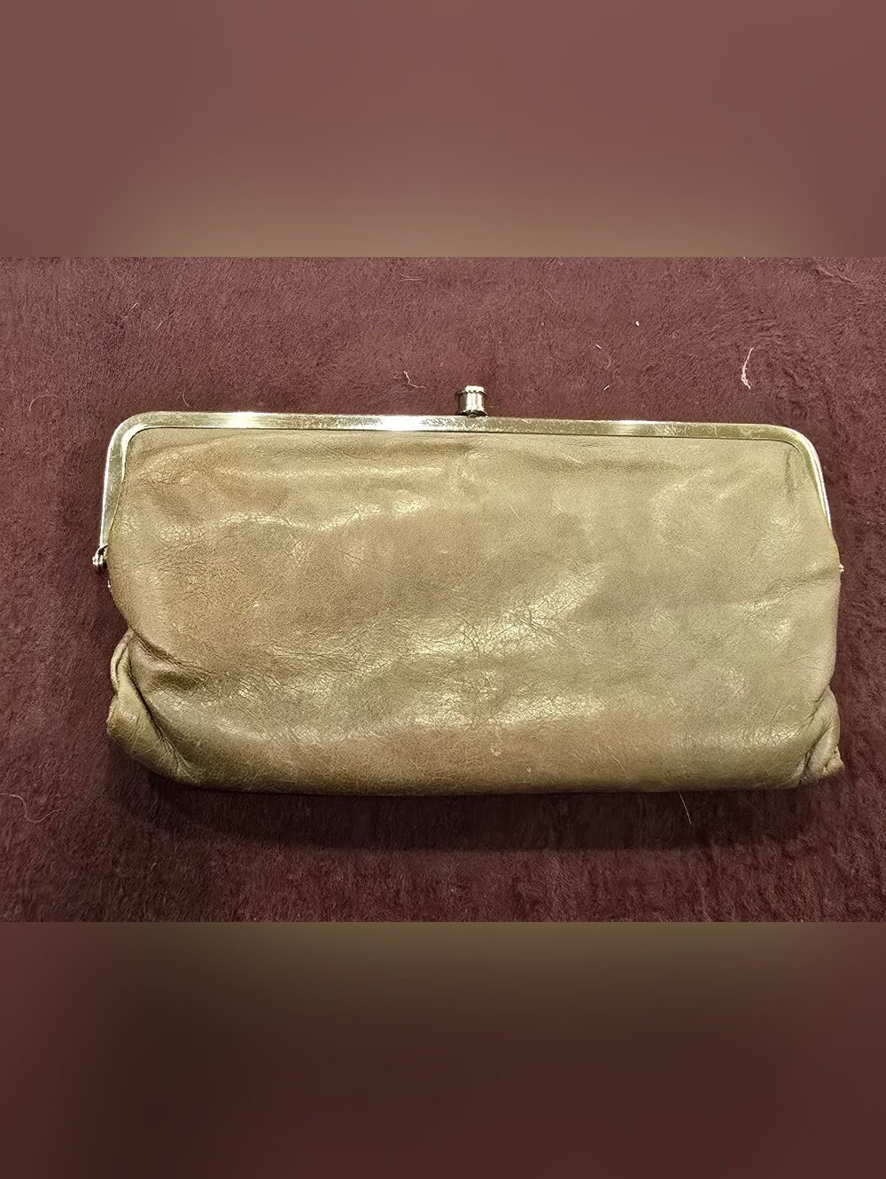 HOBO Metallic Gold Leather Frame Clutch